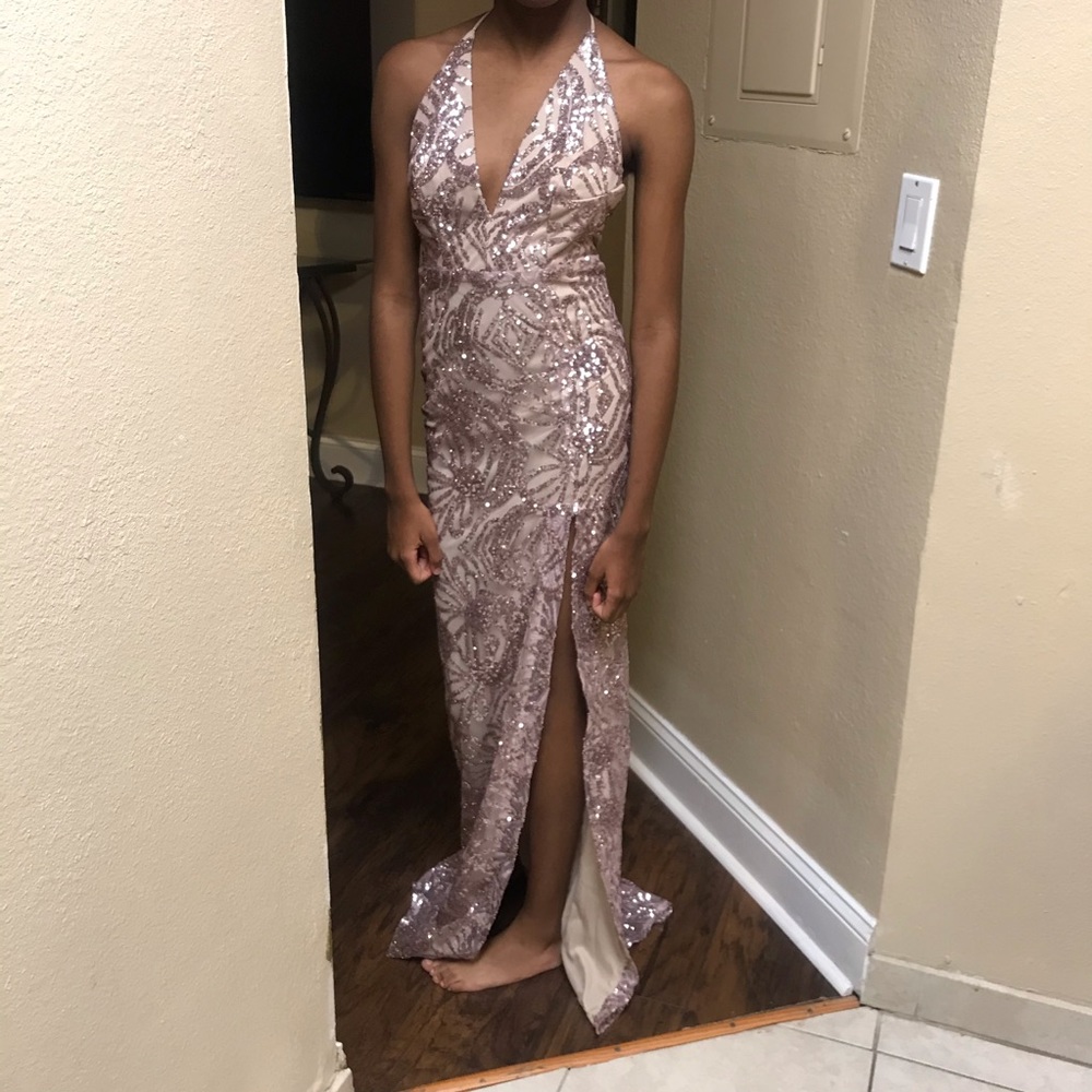 sequin dress with split 
Size small